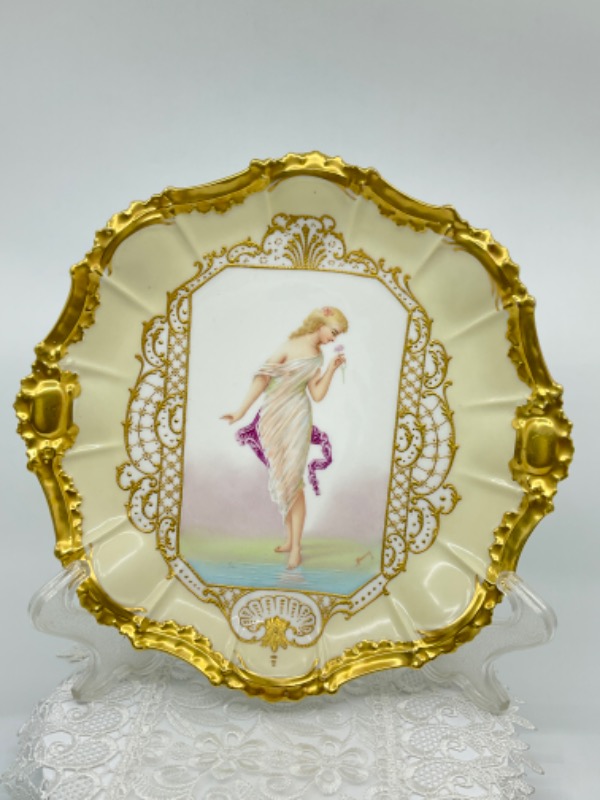 Coiffe 리모지 핸드페인트 케비넷 플레이트 Coiffe Limoges Hand Painted Cabinet Plate circa 1890