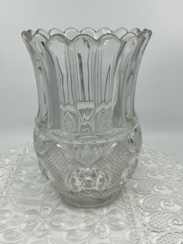 빈티지 프레스 글래스드 베이스 Vintage Pressed Glass Vase