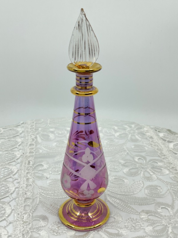 빈티지 핸드 블로운 컷 글래스 향수 병 Vintage Hand Blown Cut Glass Perfume Bottle