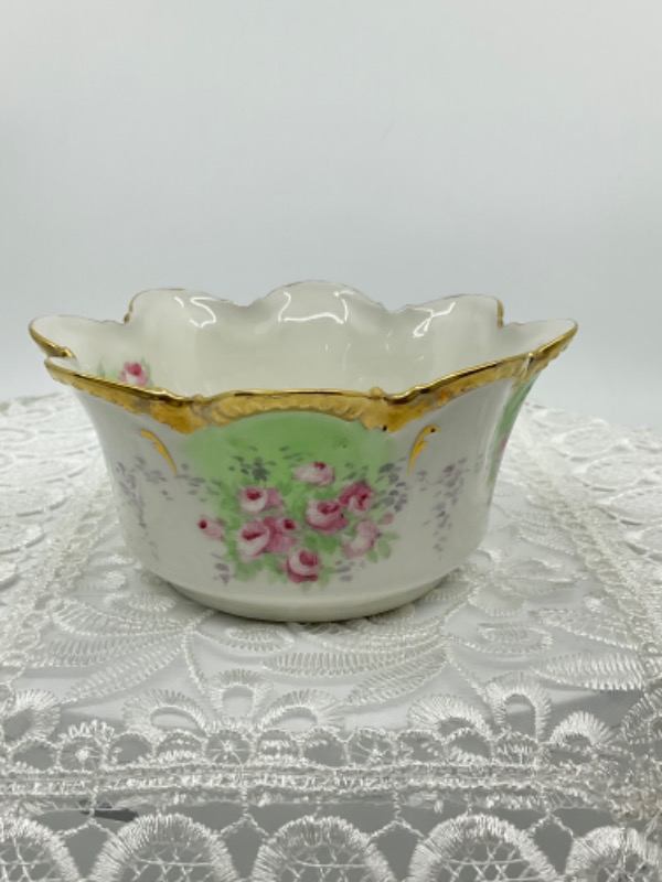 코로넷 리모지 핸드페인트 민트 보울﻿-있는 그대로-칩- Coronet Limoges Hand Painted Mint Bowl circa 1900