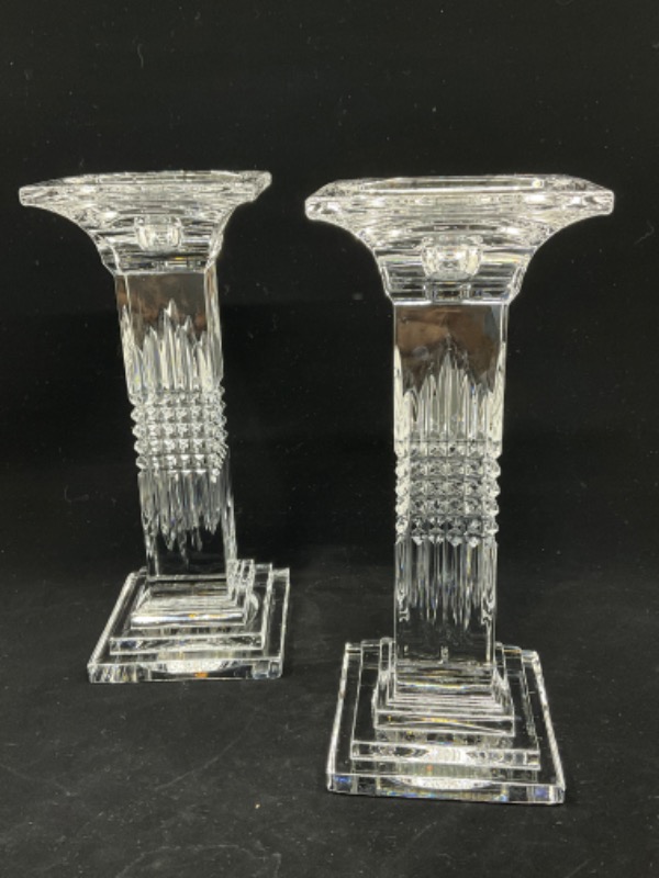 워터포드 크리스탈 기둥 촛대-한쌍- Waterford Crystal Column / Pillar Candlesticks - Pair