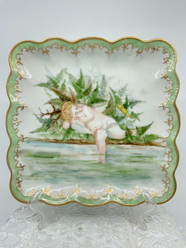 Pouyat 리모지 핸드페인트 케비넷 플레이트 Pouyat Limoges Hand Painted Cabinet Plate circa 1890