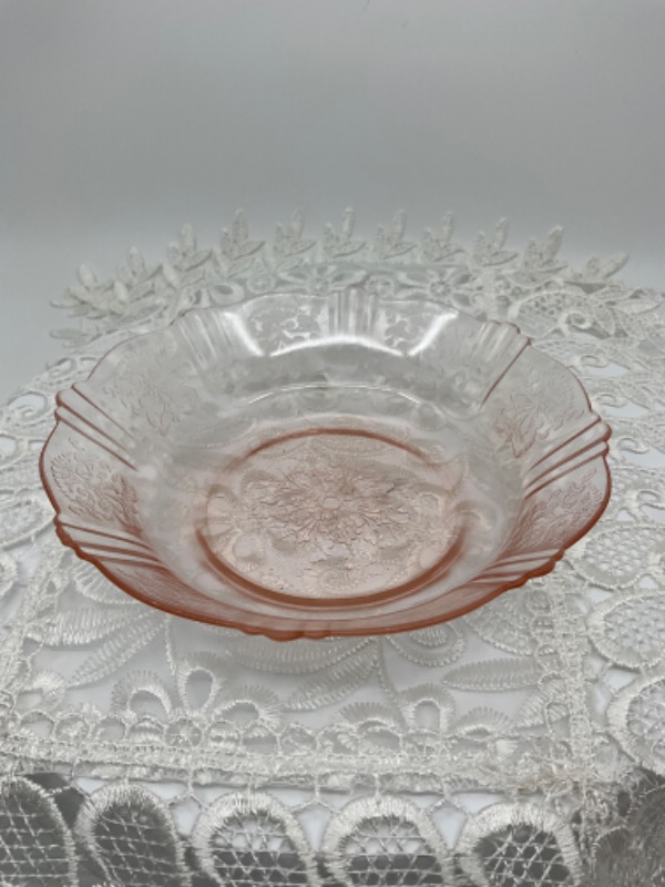 핑크 디프레션 글래스 보울 Pink Depression Glass Bowl circa 1930