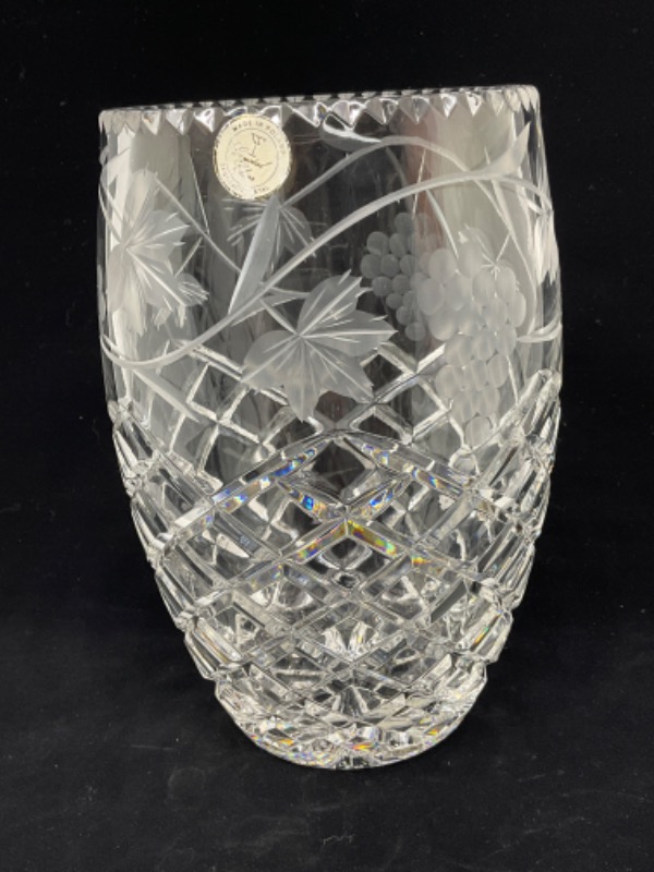 빈티지 컷 글래스 광택 크리스탈 베이스 Vintage Cut Glass Polish Crystal Vase