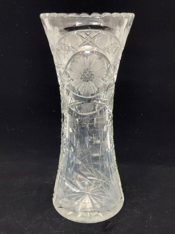 찬란한 시대의 핸드 컷 글래스  베이스-있는 그대로- Brilliant Period Hand Cut Glass Vase circa 1900 - AS IS ONLY