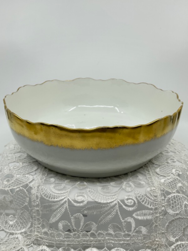 Pouyat 리모지 라지 서빙 보울-있는 그대로-크랙- Pouyat Limoges Large Serving Bowl circa 1900 - AS IS
