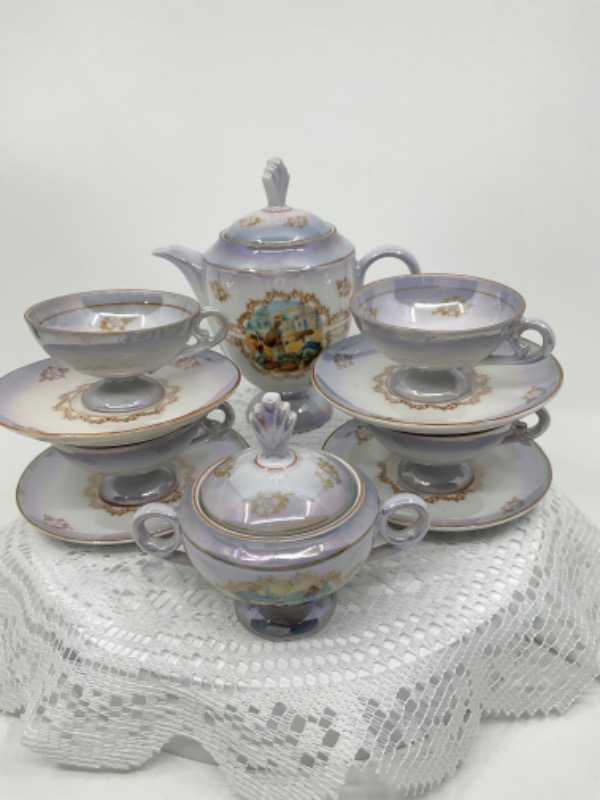 빈티지 어린이용 유광 웨어 티세트 Vintage Childrens Lustre Ware Tea set