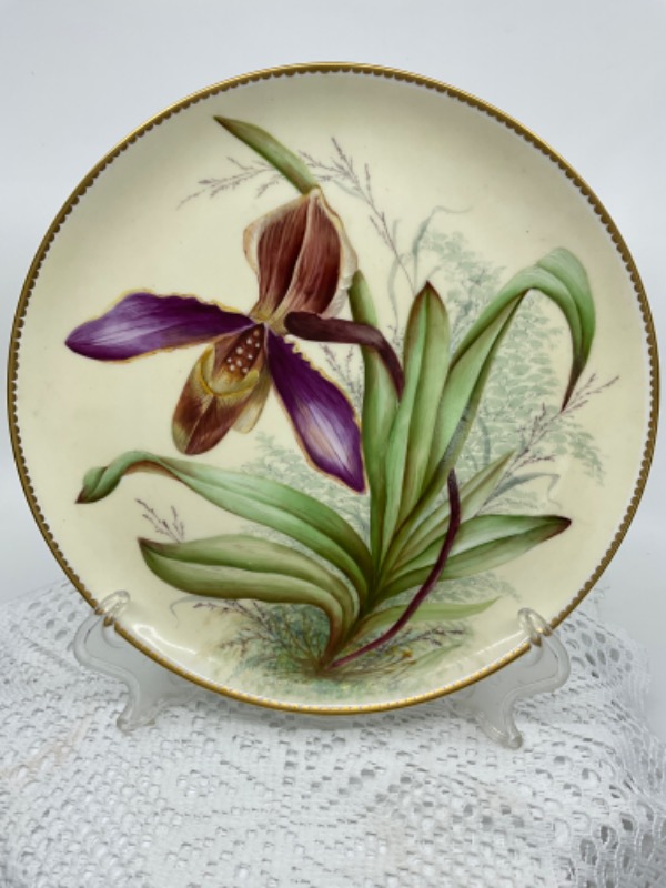 부라운필드 핸드페인트 보타니카 케비넷 플레이트  Brownfield Hand Painted Botanical Cabinet Plate dated 1888