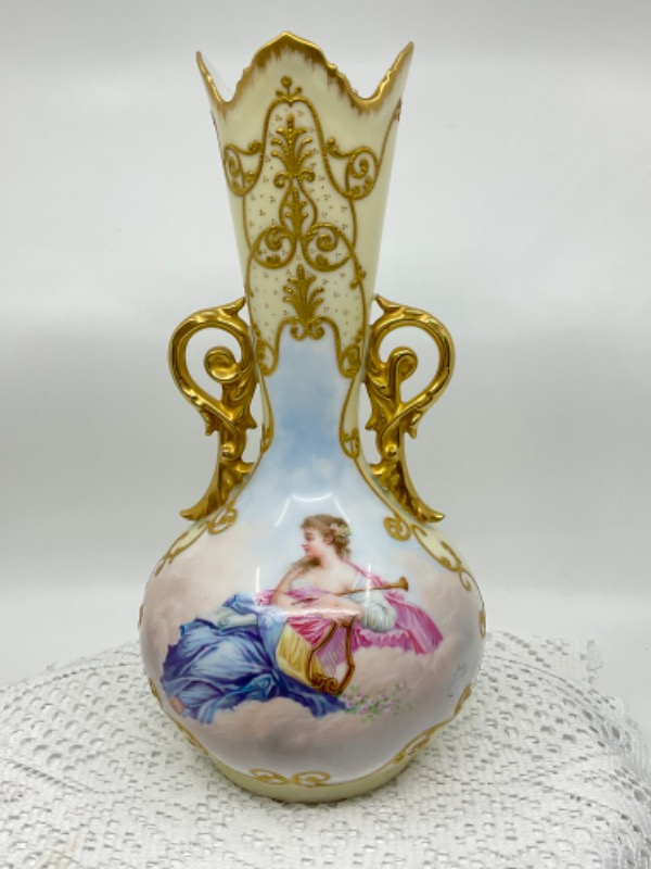 LS &amp;S 리모지 공장 데코 핸드페인트 베이스-아름다운-  LS &amp;S Limoges Factory Hand Painted Vase signed Juliea circa 1900 - Stunning!!!