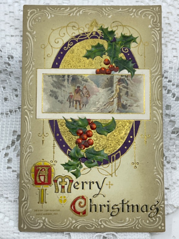 앤틱 그림 엽서 -메리 크리스마스 ﻿ Antique Postcard - Merry Christmas 1911