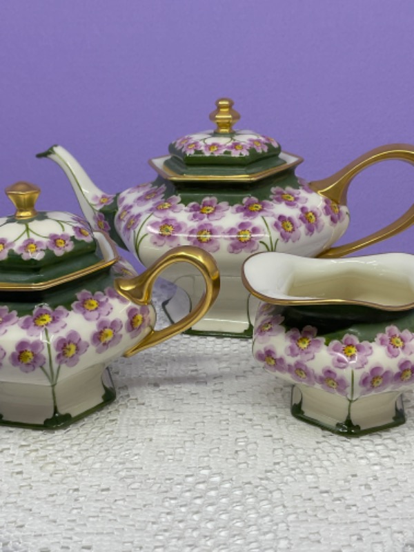 레녹스 핸드페인트 3피스 티 세트 Lenox Hand Painted 3 Piece Tea Set circa 1906-1930