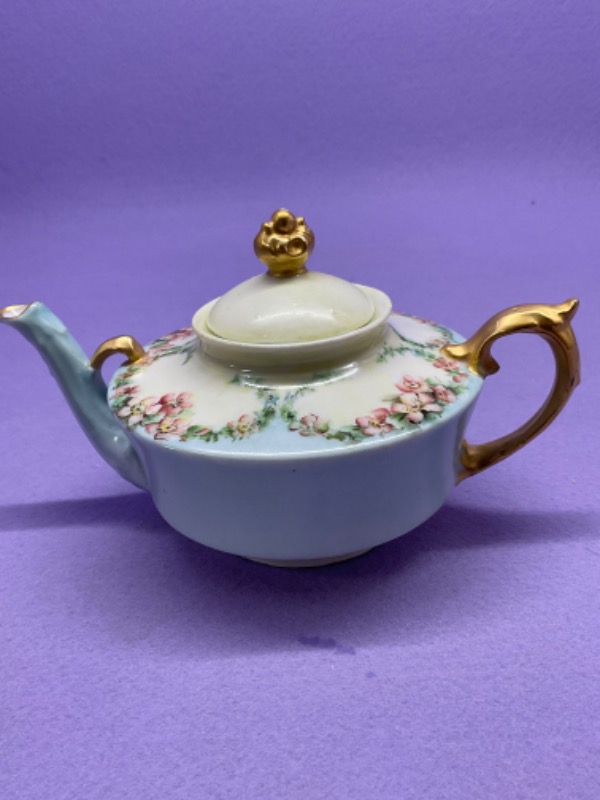 빅토리언 핸드페인트 일인용 티 팟 Victorian Hand Painted Individual Teapot circa 1900