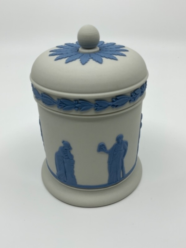 웨지우드 아이보리 제스퍼웨어 커버 잘 Wedgwood Ivory Jasperware Covered Jar circa 1980