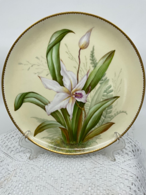 부라운필드 핸드페인트 보타니카 케비넷 플레이트  Brownfield Hand Painted Botanical Cabinet Plate dated 1888
