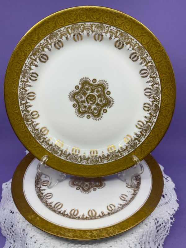 Pouyat 리모지 헤비 골드 양각 플레이트 Pouyat Limoges Heavy Gold Embossed Plate circa 1900